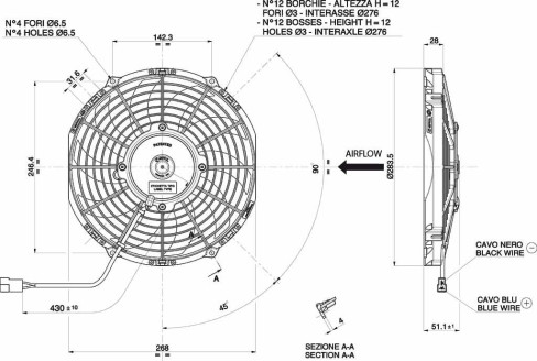 WENTYLATOR SPAL 24V VA11-BP12/C-57S TŁOCZĄCY 255mm - 1