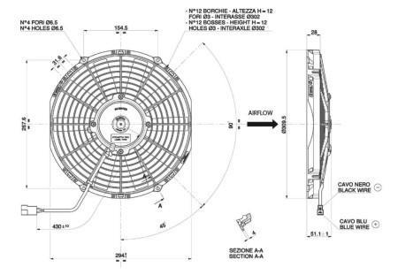 WENTYLATOR SPAL VA09-AP12/C-27A 12V 280mm SSĄCY