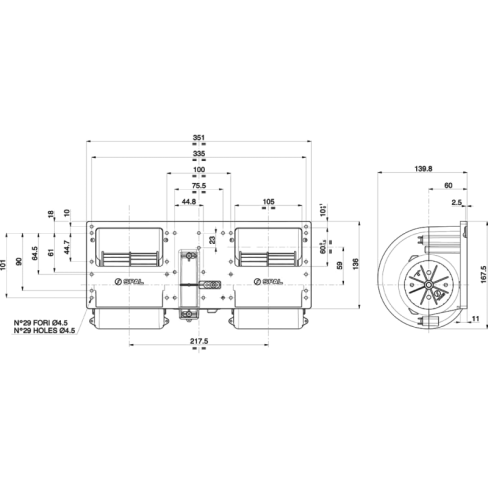 Dmuchawa wentylator SPAL 24V 006-B46-22 3-BIEGI RA3VCV