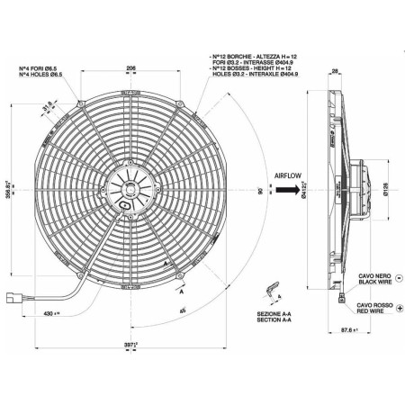 WENTYLATOR OSIOWY SPAL 12V VA18-AP70/LL-86A SSĄCY 385mm