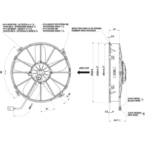 WENTYLATOR OSIOWY SPAL VA01-AP70/LL-36S 305mm TŁOCZĄCY 12V