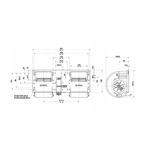 Dmuchawa wentylator SPAL 24V 3-BIEGI 006-B46-22
