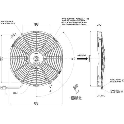WENTYLATOR SPAL VA13-BP9/C-35A 24V SSĄCY 330mm
