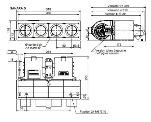 Nagrzewnica wodna SIROCCO SAHARA 12V 6,85kW 4xD60 - 1