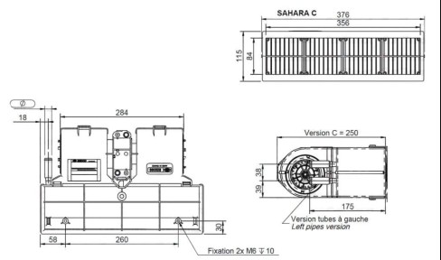 Nagrzewnica wodna SIROCCO SAHARA C 12V 6,6kW - 2