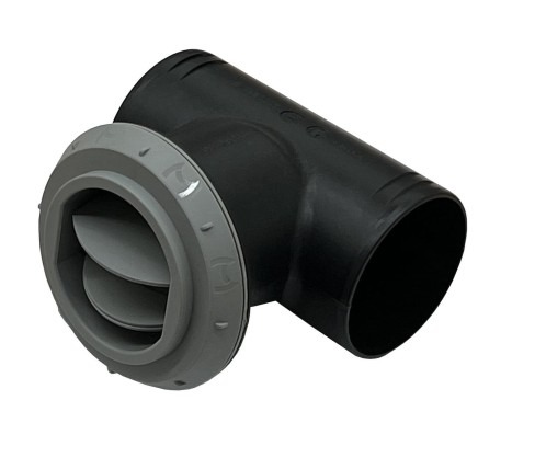TRÓJNIK POWIETRZA 60/60/60 Z WYLOTEM ZAMYKANY 60mm SZARY