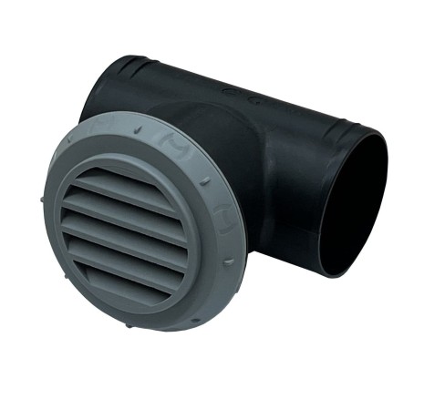TRÓJNIK POWIETRZA 60/60/60 Z WYLOTEM KRATKA 60mm SZARY