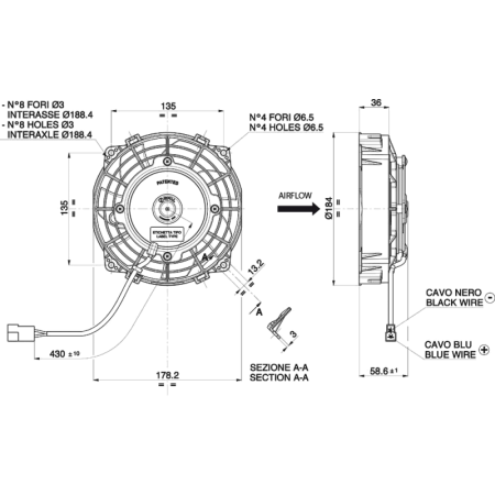 WENTYLATOR SPAL 12V VA22-AP11/C-64A 167mm Ssący - 1
