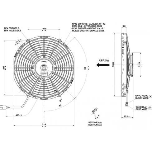 WENTYLATOR SPAL 12V VA10-AP50/C-25S 305mm Tłoczący - 1
