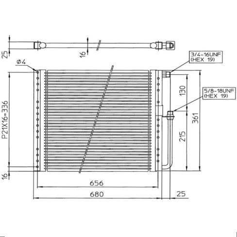 CHŁODNICA SKRAPLACZ KLIMATYZACJI UNIWERSALNY 680X360XSP16