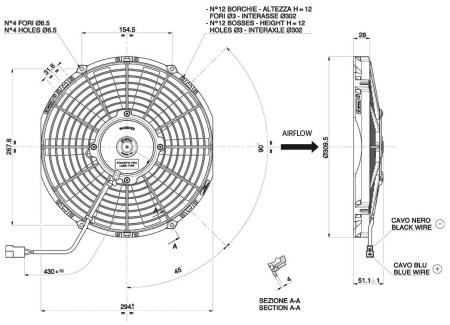 WENTYLATOR OSIOWY SPAL 12V VA09-AP8/C-27A 280mm Ssący - 1