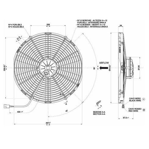 WENTYLATOR Osiowy SPAL VA18-BP71/LL-86S 24V 385mm Tłoczący