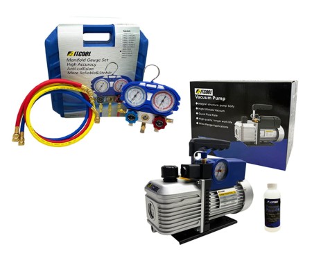 Pompa próżniowa do klimatyzacji Aitcool VP260M-SG 142L/min Dwustopniowa z manometrem + Manometry R32 R410A.jpg