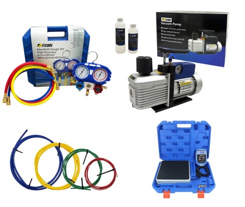 Pompa próżniowa do klimatyzacji Aitcool VP2200M-SG 283L/min Dwustopniowa z manometrem + Manometry R32 R410A + Wkłady do gięcia + Waga.jpg