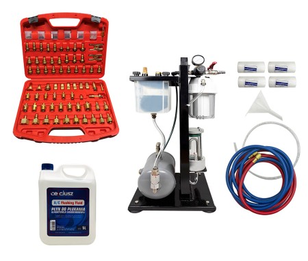 Zestaw do płukania układu klimatyzacji AC Urządzenie + Adaptery + płyn 5l.jpg