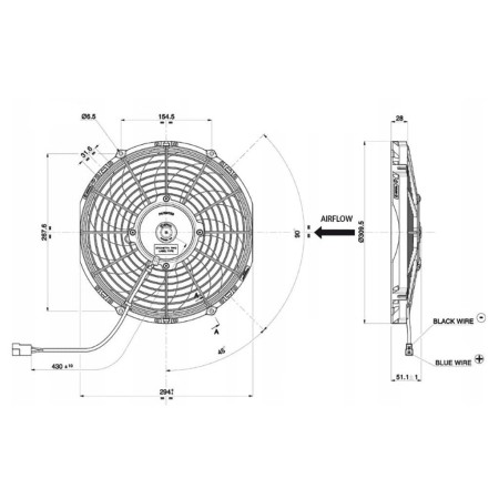 WENTYLATOR OSIOWY SPAL 12V VA09-AP12/C-54S TŁOCZĄCY 280mm