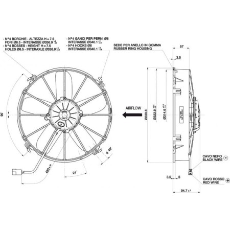 WENTYLATOR SPAL 24V VA01-BP70/LL-36S TŁOCZĄCY 305mm Carrier Sutrak Konvekta