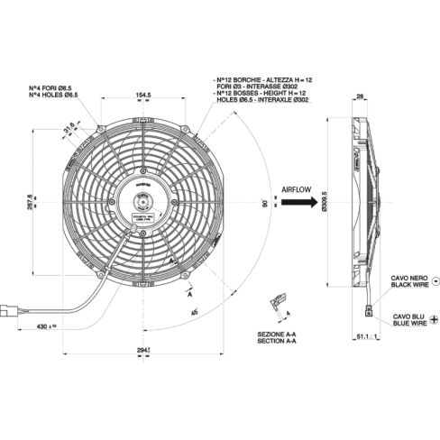 WENTYLATOR OSIOWY SPAL 24V VA09-BP12/C-54A SSĄCY 280mm - 1