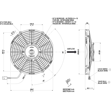 WENTYLATOR SPAL VA09-AP50/C-27A 12V 280mm SSĄCY - 1