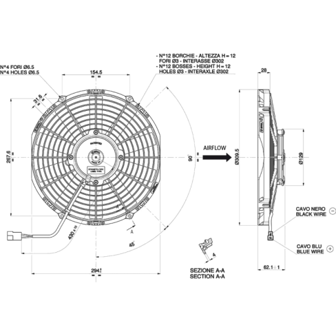 WENTYLATOR SPAL VA09-AP50/C-27A 12V 280mm SSĄCY - 1