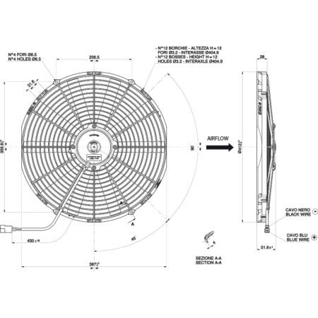 WENTYLATOR SPAL VA18-AP51/C-41A 385mm 12V SSĄCY - 1